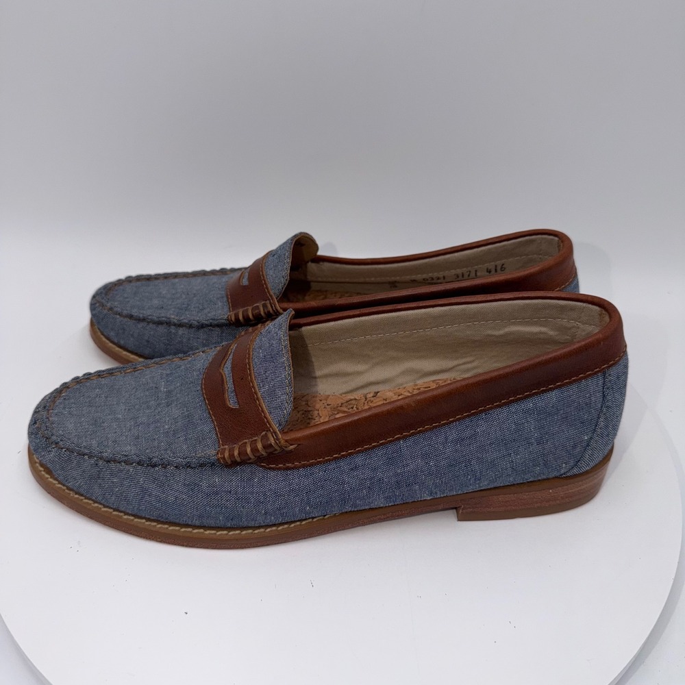 G.H. Bass Weejuns Womens Blue Linen Leather Penny Loafers 8.5 M